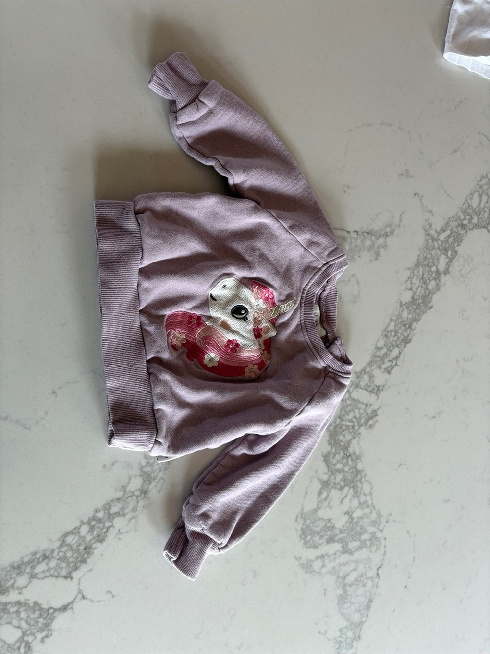 Huxbaby Lilac Unicorn Appliqué Sweatshirt with Pink Accents